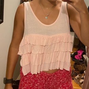 FREE WITH PURCHASE Charlotte Russe Pink Ruffle Tank Top
